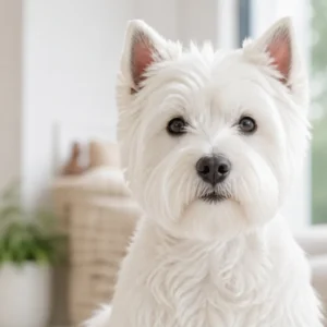 Close-up portrait of a healthy adult West Highland White Terrier